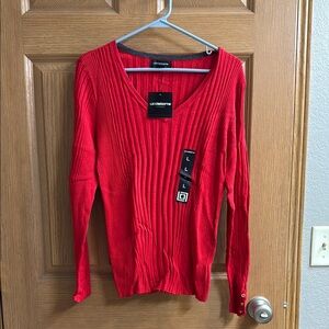 Liz Claiborne Red Ribbed Sweater